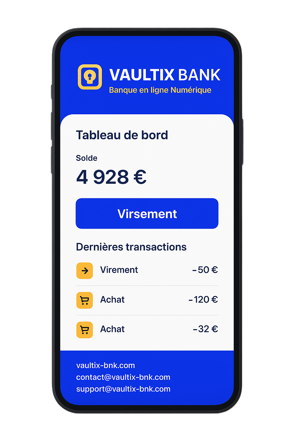 Application mobile Vaultix Bank
